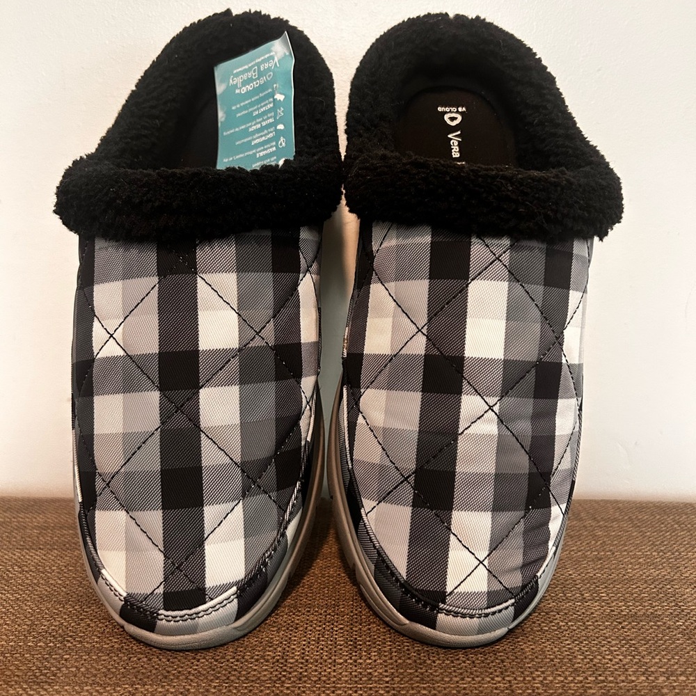 Vera Bradley Plaid Quilted Mule with Black Fleece Lining
